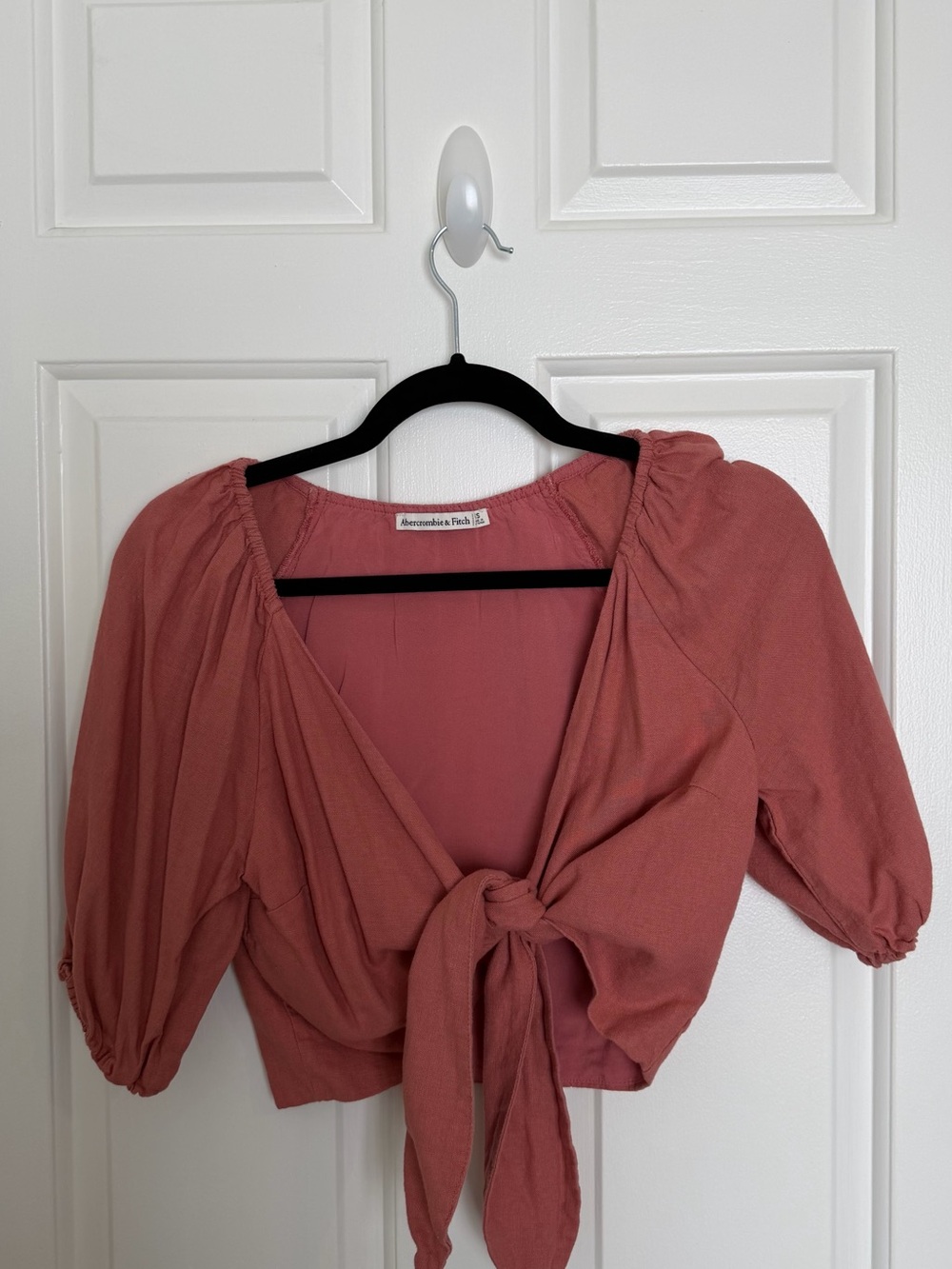 Abercrombie & Fitch Dusty Rose Tie-Front Blouse
